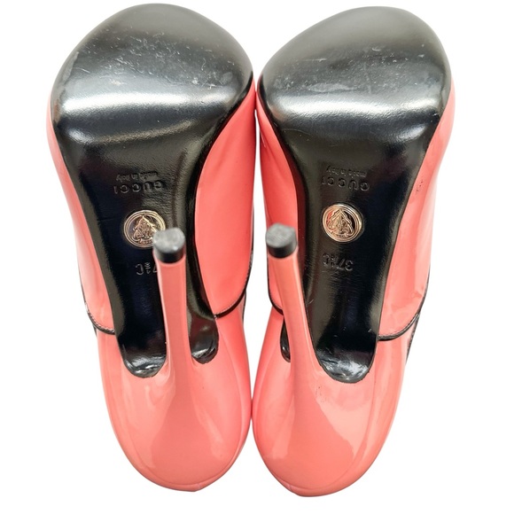 Gucci Archival Newton Patent Leather Peep Toe Platform Heels – Coral - Picture 7 of 8
